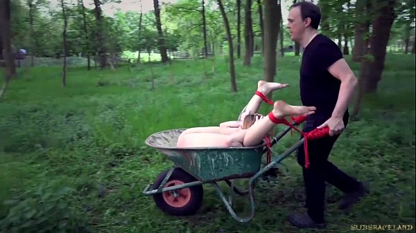 Outdoor dirty bondage humiliation for a broken slave