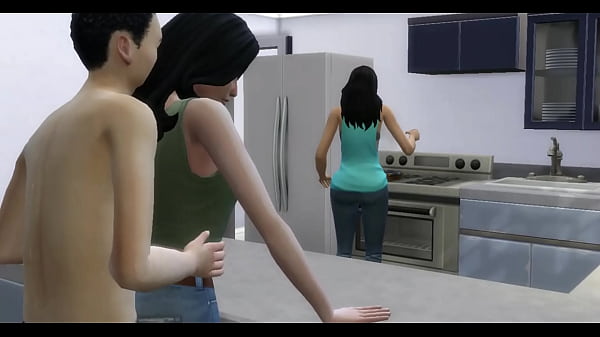 Hermanastros teniendo sexo duro a espaldas de su madrastra