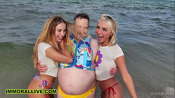 Beach Bunny Blondes KHLOE KAPRI &amp_ CHLOE TEMPLE THREESOME in Front of Cuckold Sugardaddy &ndash_ IMMORAL LIVE 4K