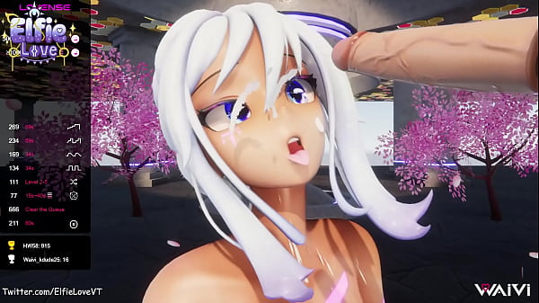 POV Blow Job da Hentai Vtuber Elfie Love e sborrata in faccia in VR (3D / VRCHAT / MMD)