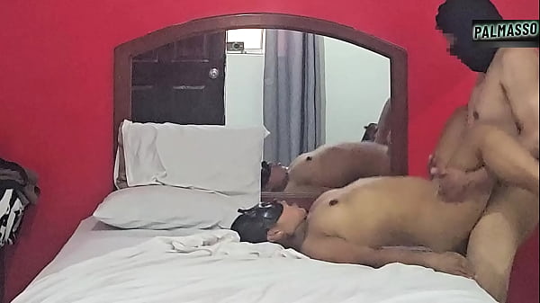 Real homemade video: short, multi-orgasmic nymphomaniac with a mask is fucked without a condom by a horny young man, great moans! Finally it ends inside him.