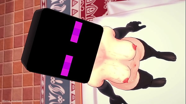 novia vestida de enderman solo usa su toalla y quiere follar