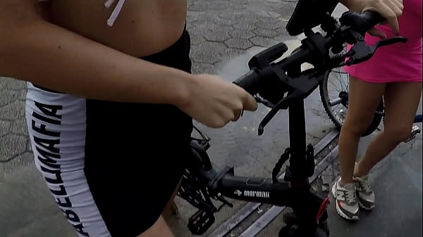 Two hot girls cycling without panties in the rain - Barbara Alves- Pernocas