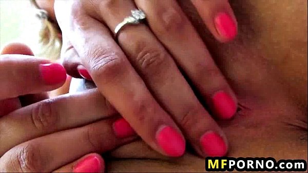 Blonde babe plays with her pussy on the front stairs Noleta 2